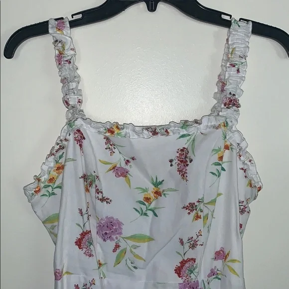 LA Hearts Linen Ruffle White Floral Spring Mini Dress - Picture 8 of 11